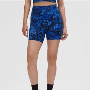 lululemon athletica Blue & Black Patterned High-Rise Athletic Shorts